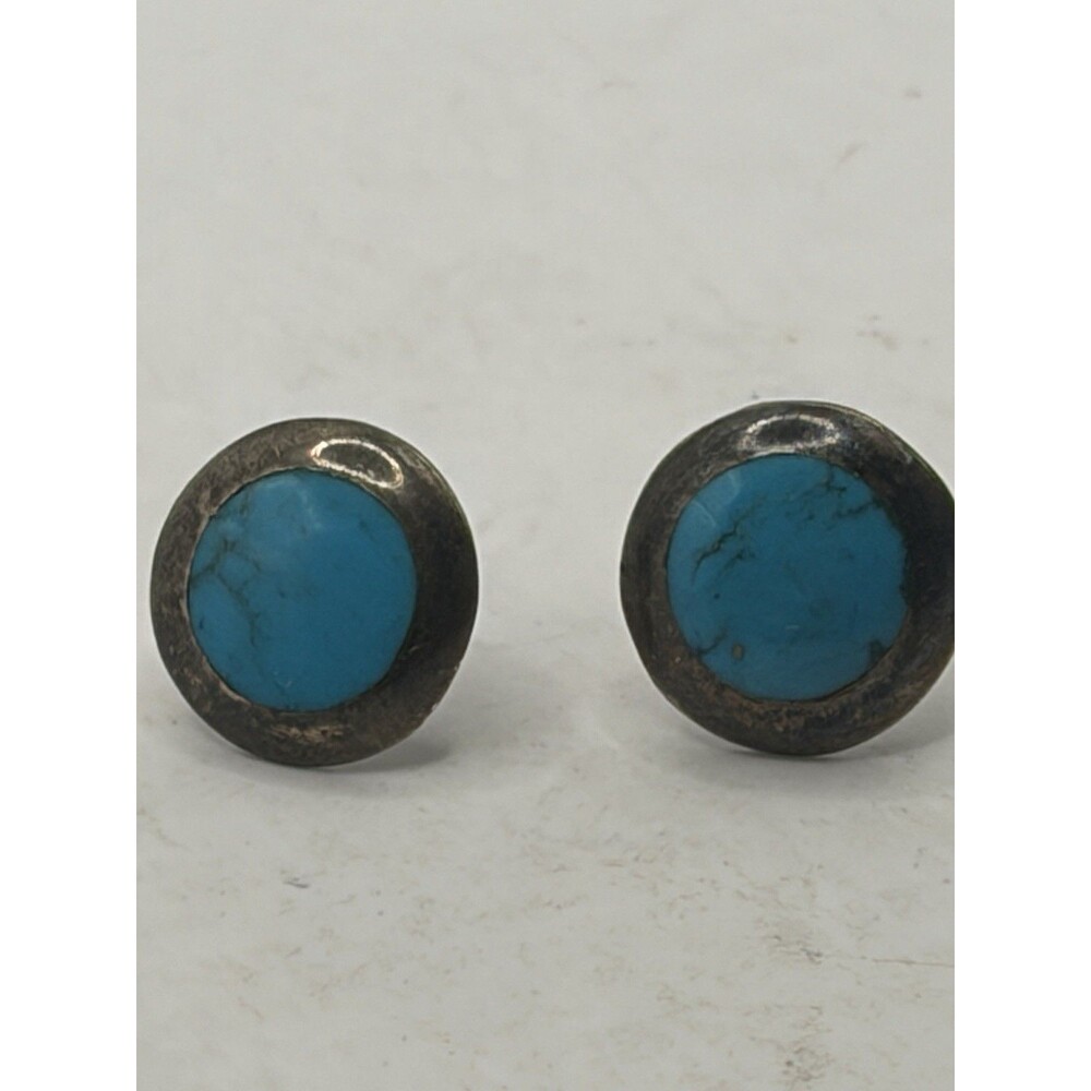 Antique Blue Gem Turquoise sterling silver Earrings 925